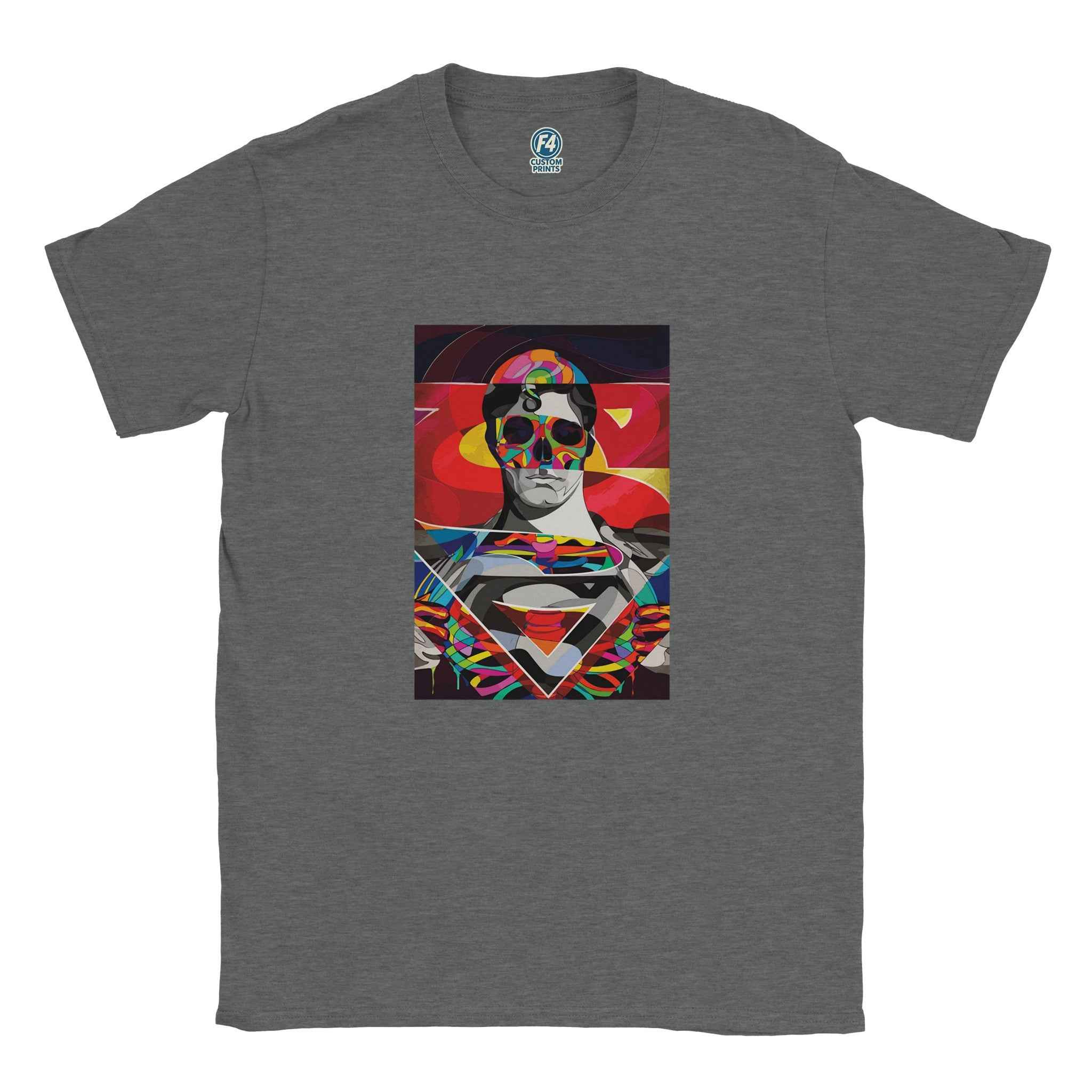 Abstract Superman T-Shirt – Heroic Pop Art Comic-Inspired Graphic Tee in Vibrant Hues