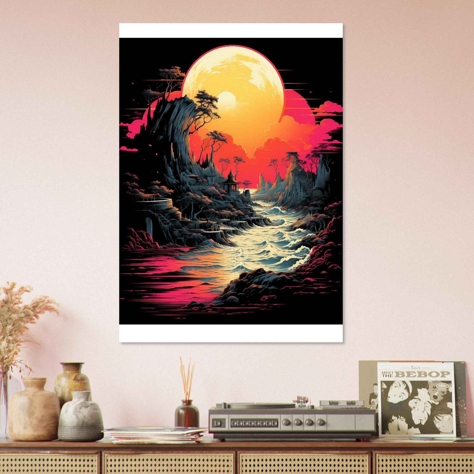 "Moonlit Journey" Poster – Vibrant Ukiyo-e Inspired Wall Art (Multiple Sizes Available)