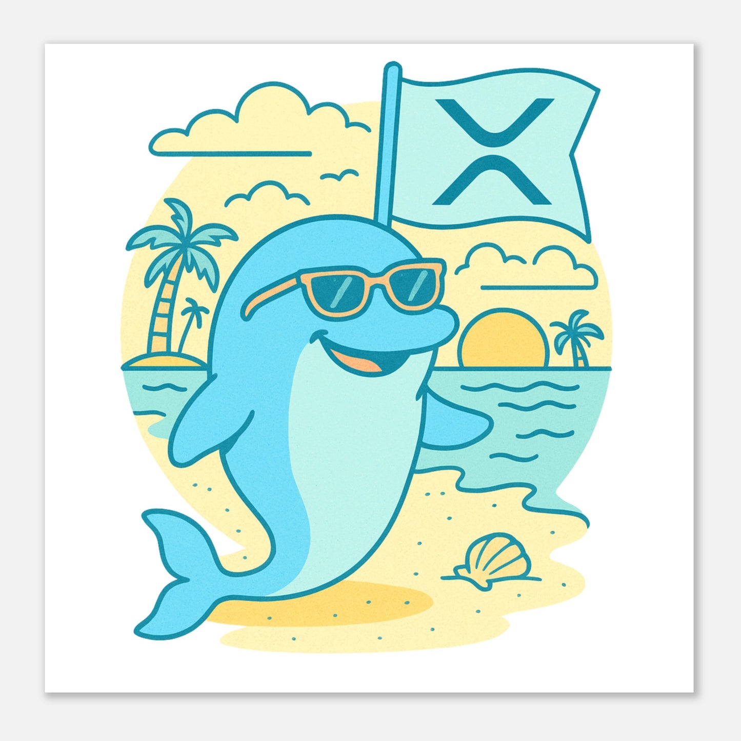 XRP Dolphin Poster – Crypto Beach Wall Art - F4 Custom Prints