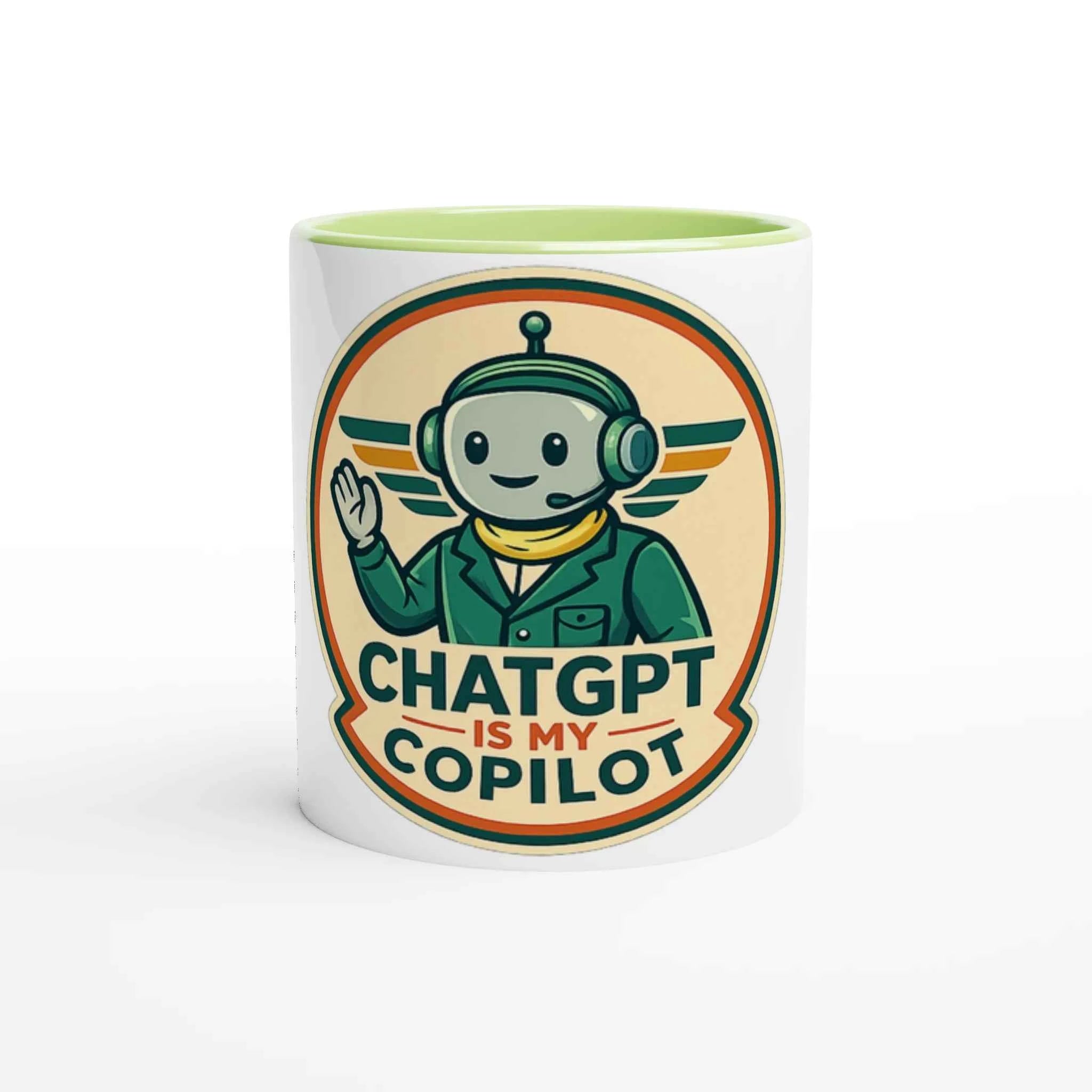 AI Co-Pilot Retro Tech 11oz Coffee Mug with Color Inside