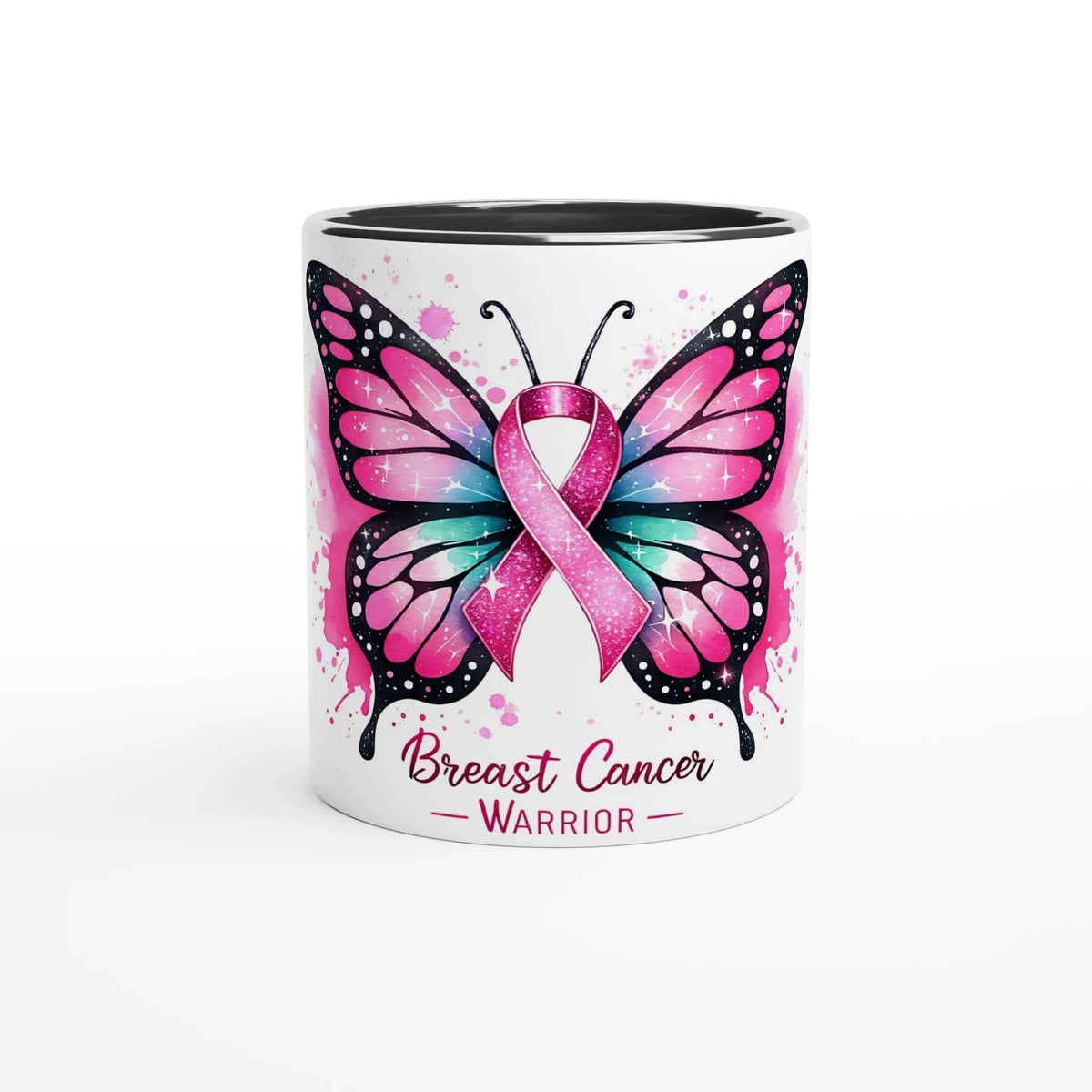 Breast Cancer Warrior Butterfly 11oz Coffee Mug with Color Inside