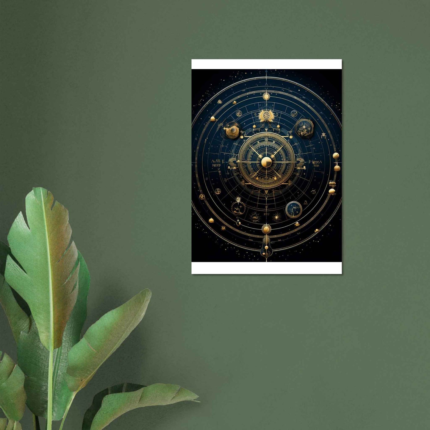 "Celestial Navigator" Poster – Astrological Gold & Blue Wall Art (Multiple Sizes Available)