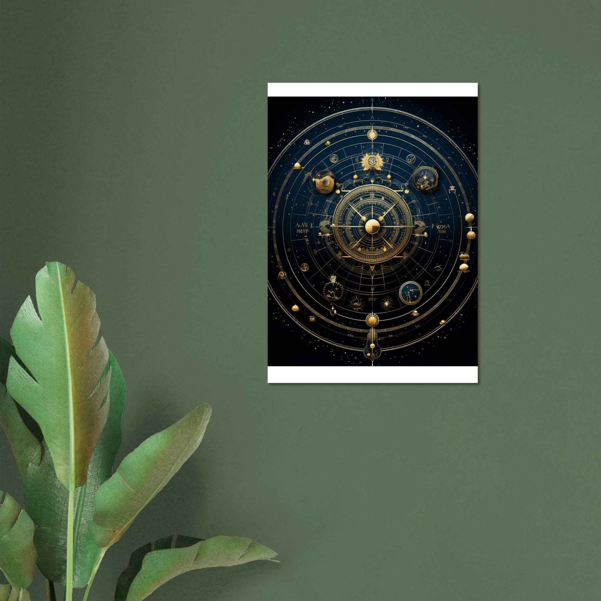"Celestial Navigator" Poster – Astrological Gold & Blue Wall Art (Multiple Sizes Available)
