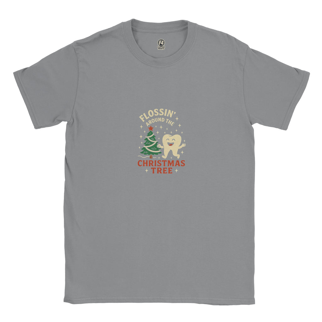 Flossin’ Around the Christmas Tree Tee – Funny Christmas Dental Shirt - F4 Custom Prints