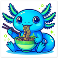 Kawaii Axolotl Ramen Fine Art Poster