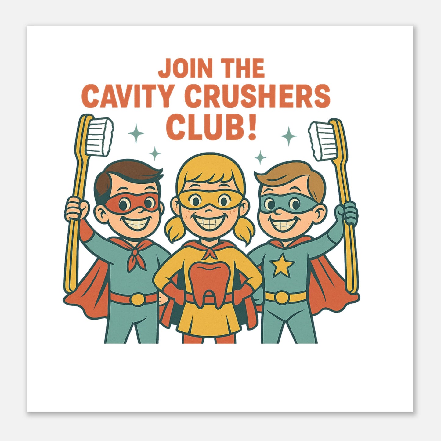 Cavity Crushers Club Poster – Dental Superhero Wall Art - F4 Custom Prints