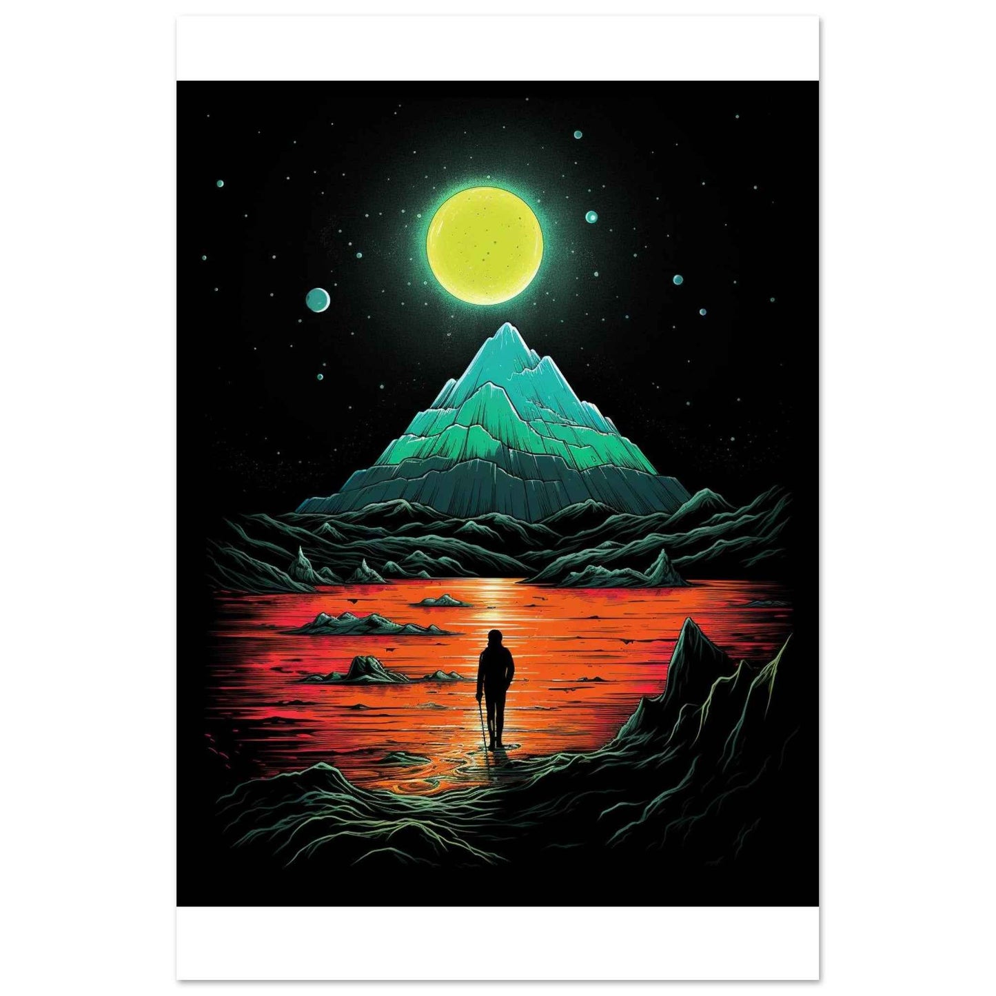 Solitude's Glow Poster – Psychedelic Sci-Fi Wall Art (Multiple Sizes Available)