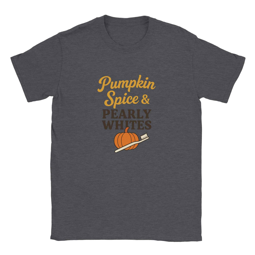 Pumpkin Spice Pearly Whites T-Shirt – Pumpkin Spice Dental T-Shirt - F4 Custom Prints