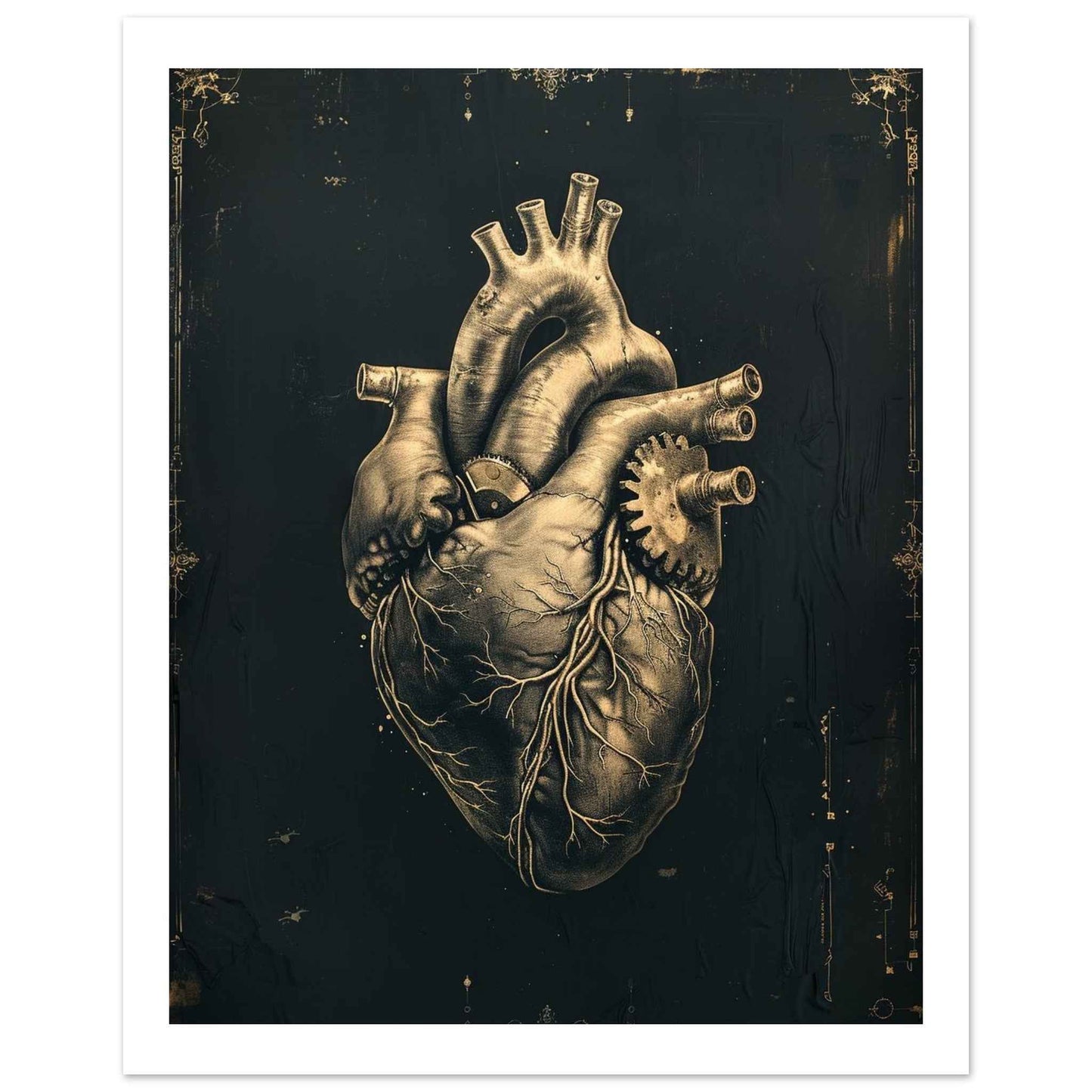 "Steampunk Heart" Poster – Intricate Industrial Anatomy Wall Art (Multiple Sizes Available)