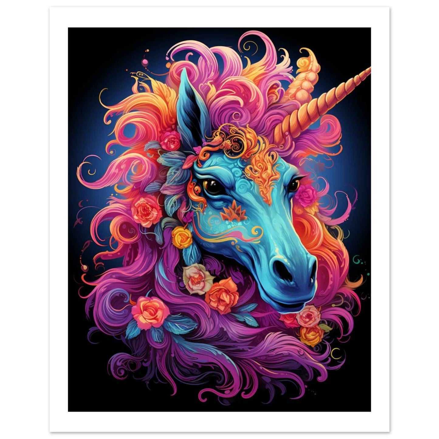 Neon Unicorn Dream Poster – Vibrant Fantasy Wall Art (Multiple Sizes Available)