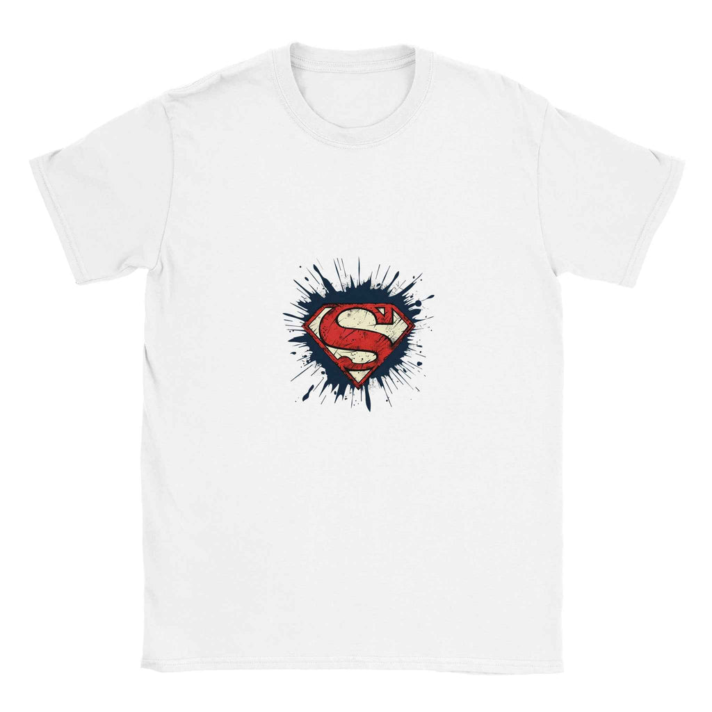 Superman Splatter T-Shirt  – Heroic Comic-Inspired Splatter Graphic Tee in Various Colors