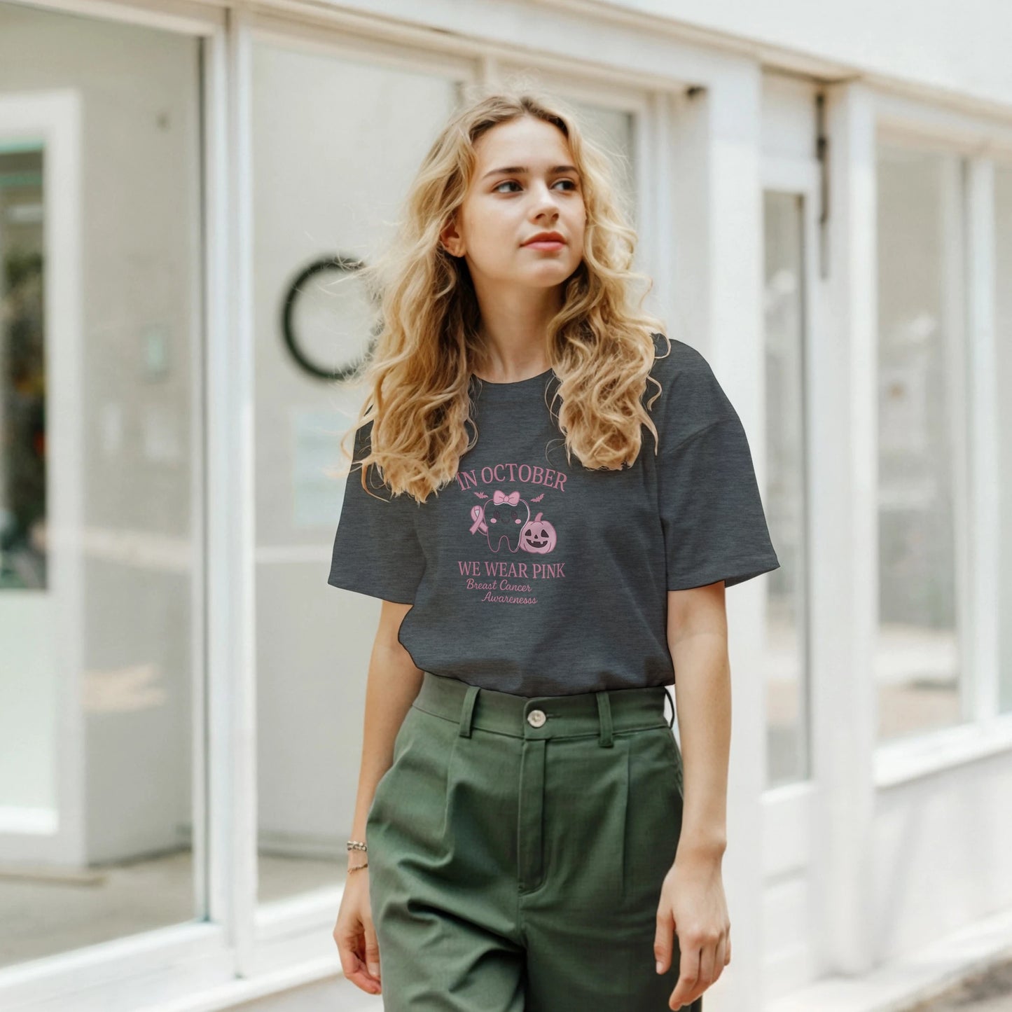 In October We Wear Pink Breast Cancer Awareness Dental Shirt - F4 Custom Prints