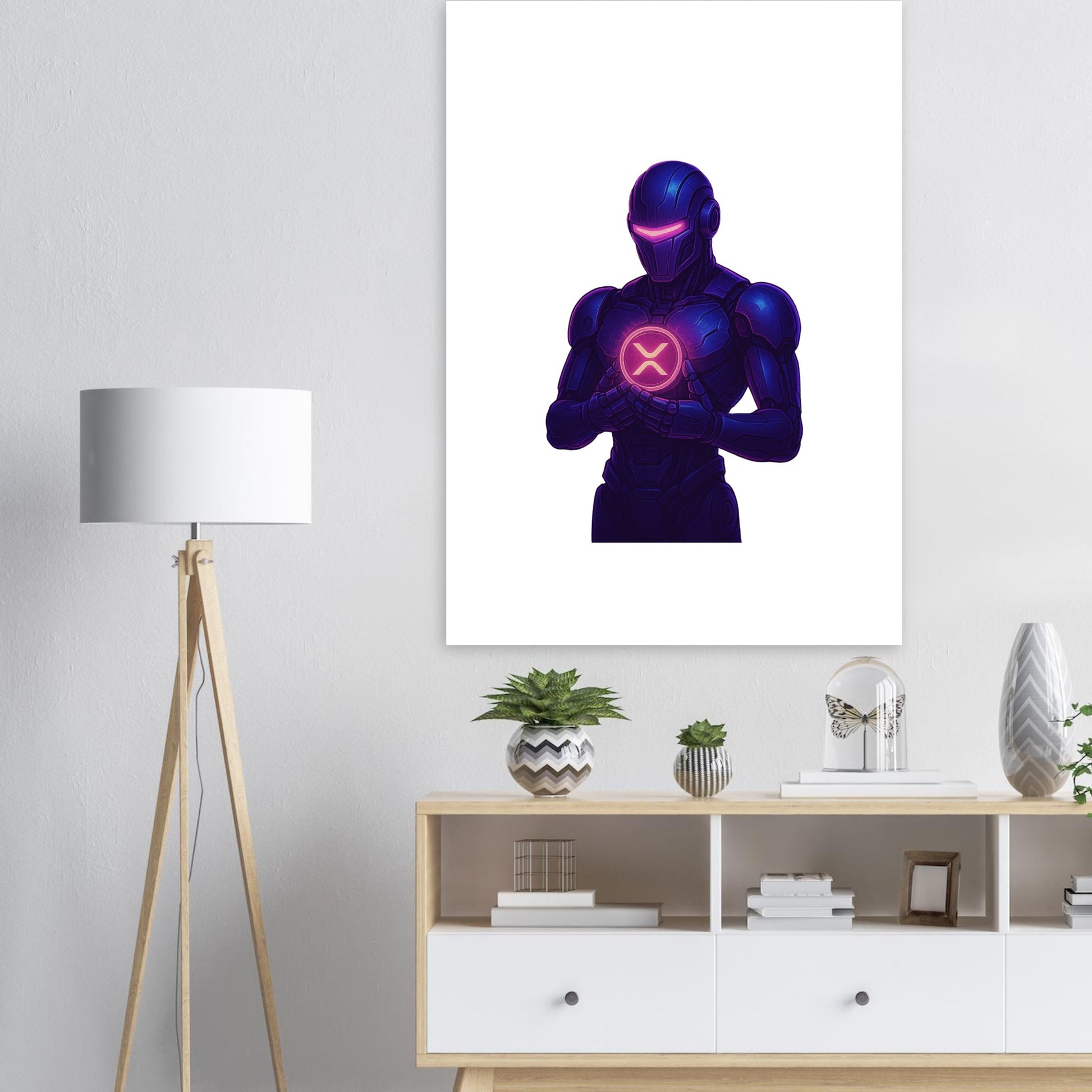 Crypto Ripple Robot Poster – XRP Guardian Futuristic Wall Art - F4 Custom Prints