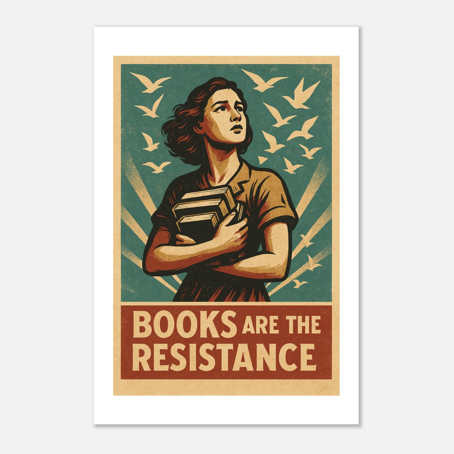 Books Are The Resistance Poster – Vintage Activist Wall Art - F4 Custom Prints