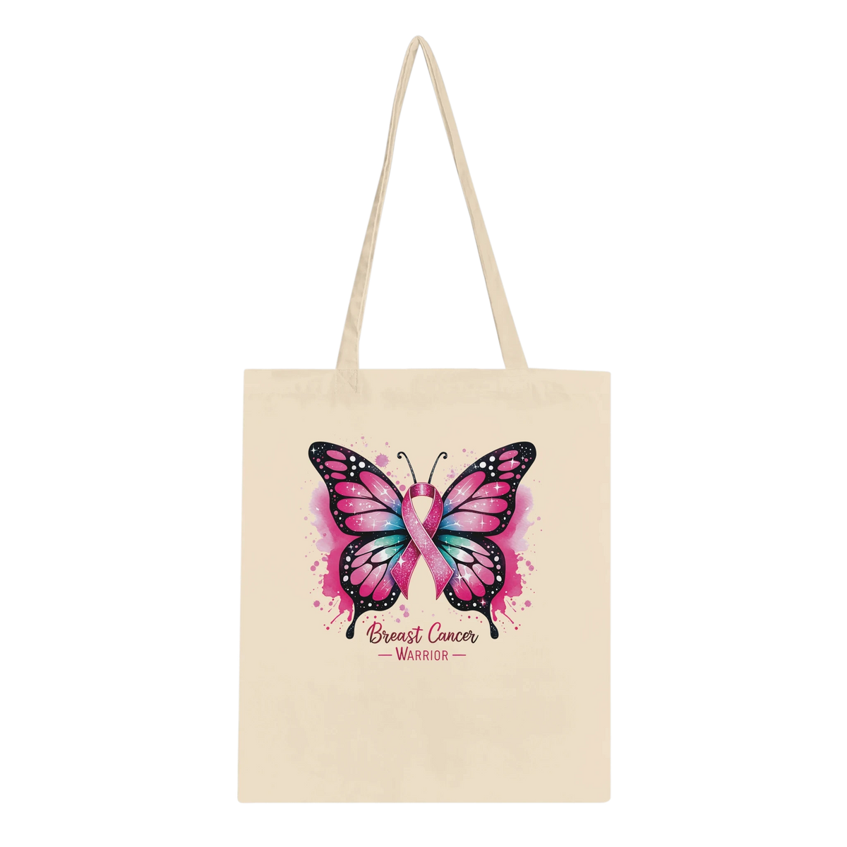 Breast Cancer Warrior Butterfly Tote Bag