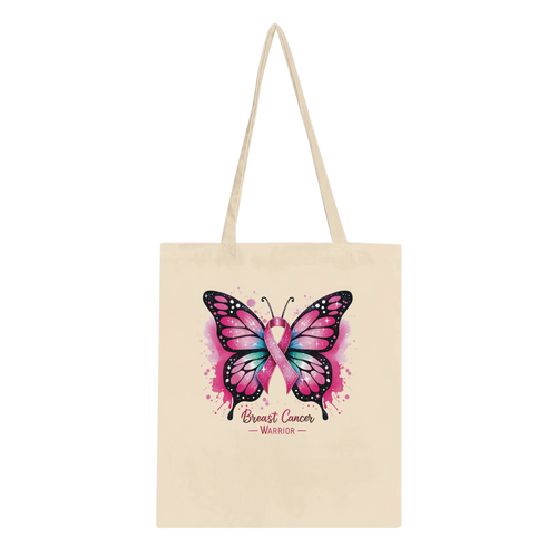 Breast Cancer Warrior Butterfly Tote Bag