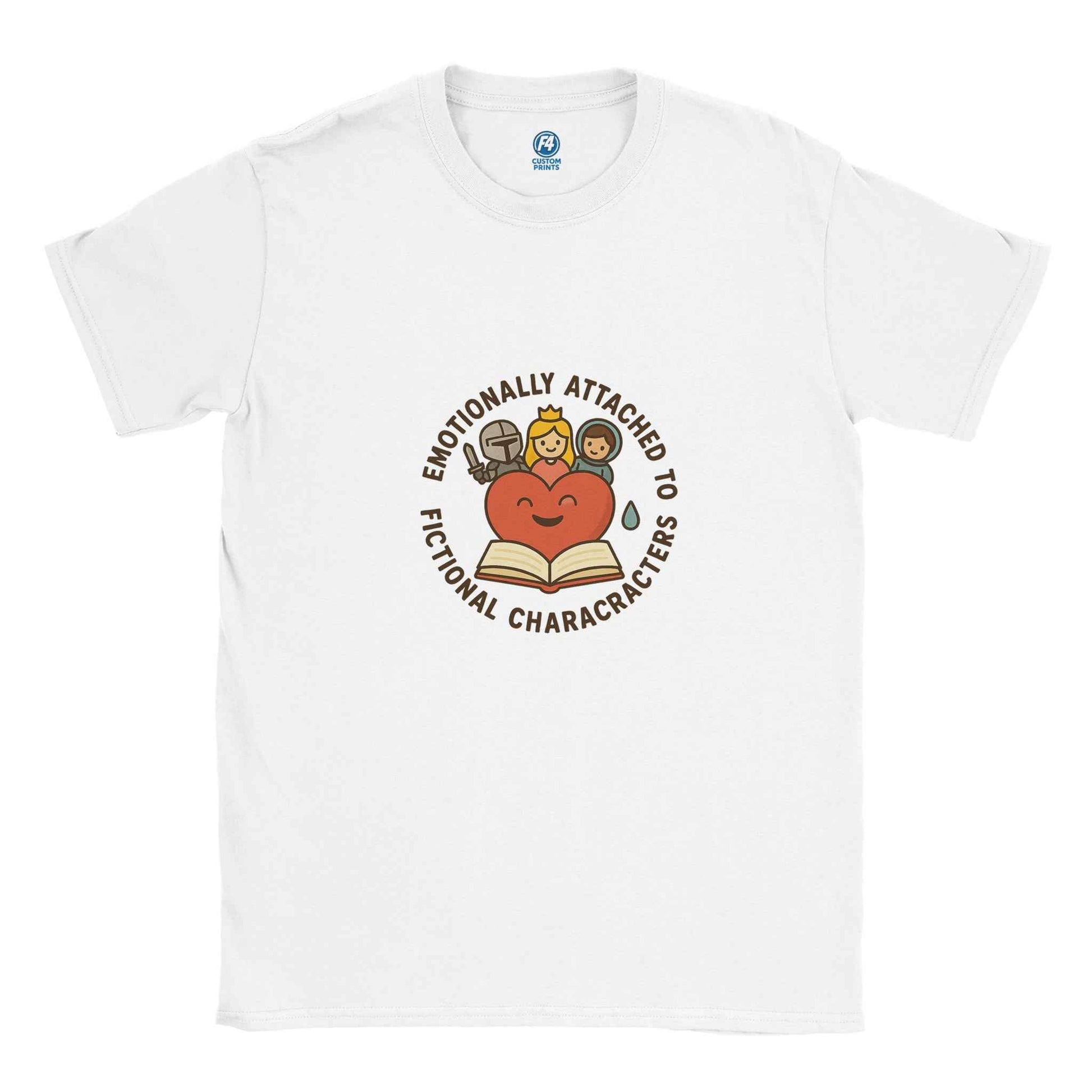 "Emotionally Attached to Fictional Characters" Bookish T-Shirt – Adorable Fantasy Reader Design
