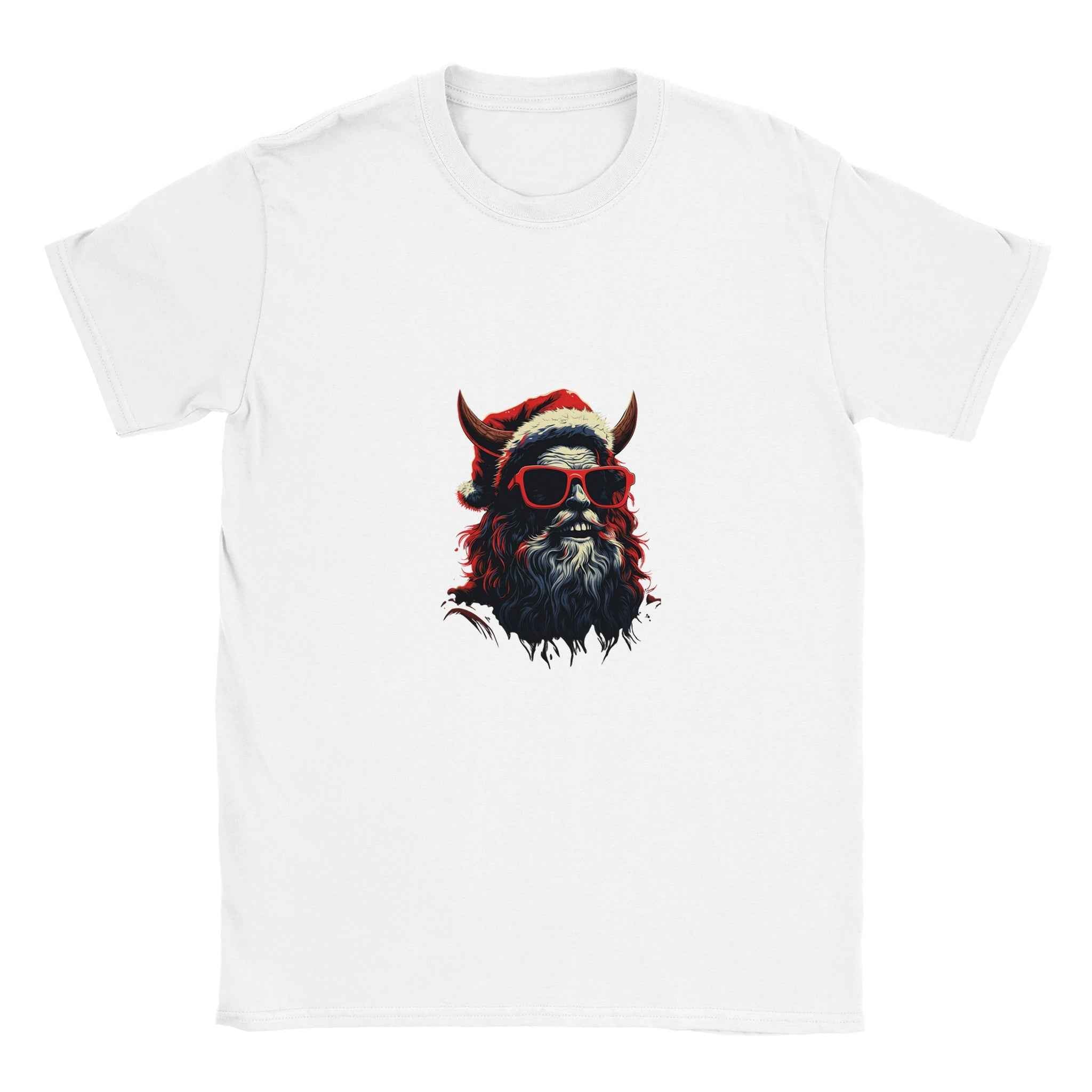Bad Santa Rocker Tee – Edgy Horned Krampus Christmas Graphic Tee