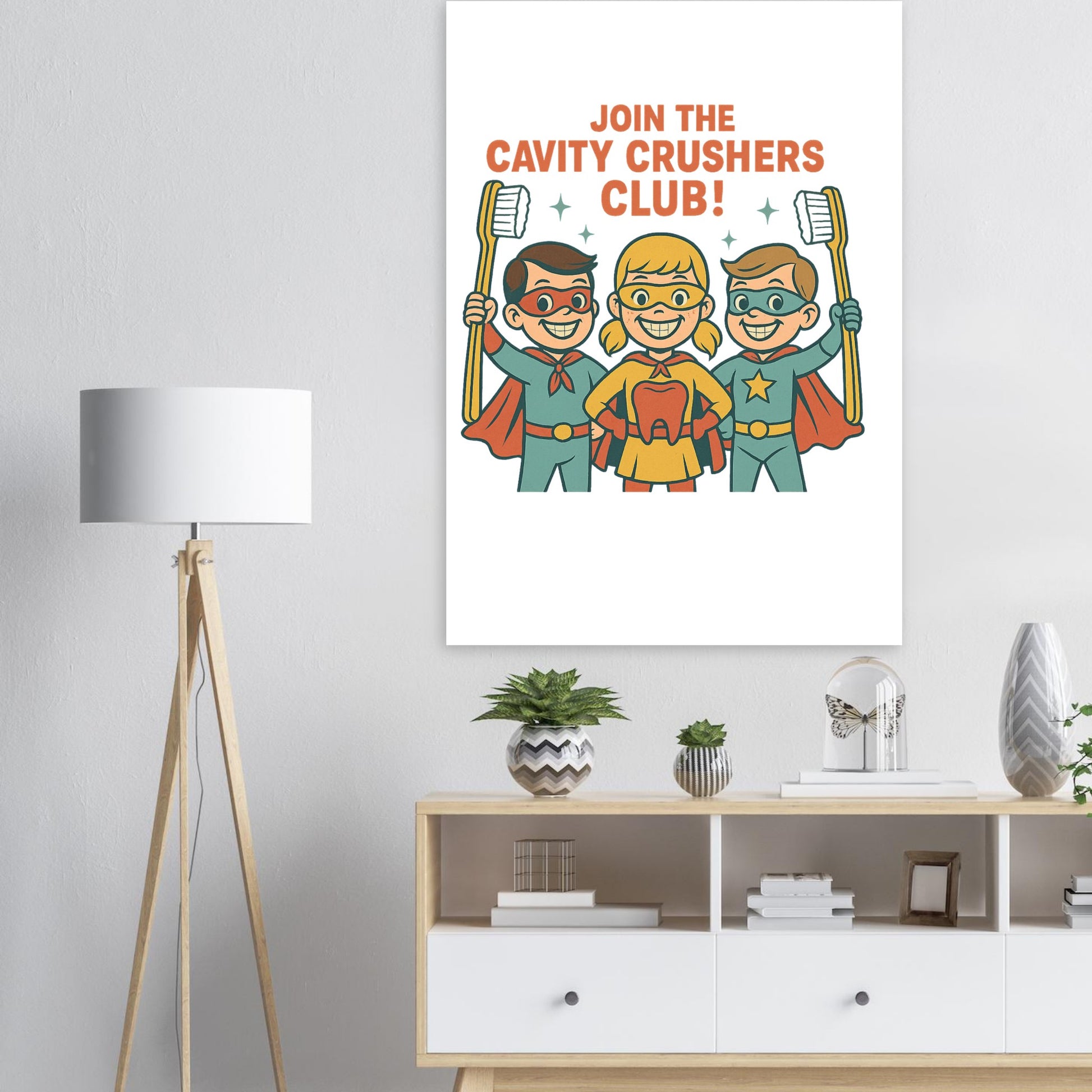 Cavity Crushers Club Poster – Dental Superhero Wall Art - F4 Custom Prints