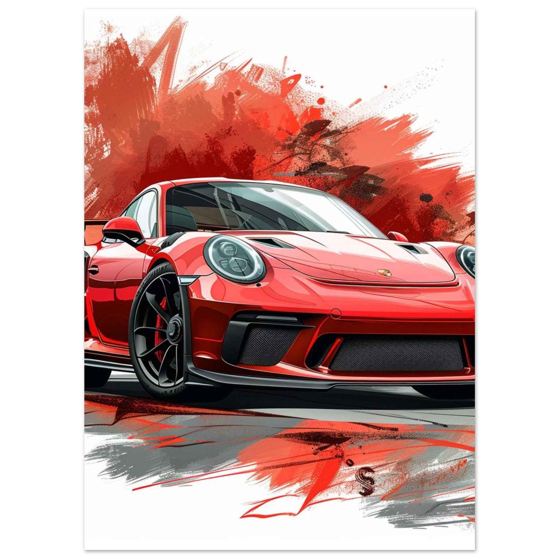 Red Sports Car Poster – Dynamic Automotive Art for the Modern Enthusiast (Multiple Sizes Available)