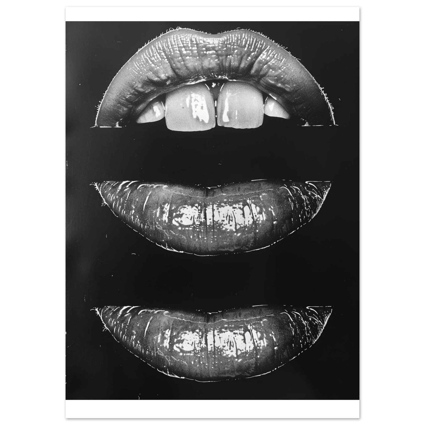 "Shiny Lips" Poster – Monochrome Glamour Wall Art (Multiple Sizes Available)