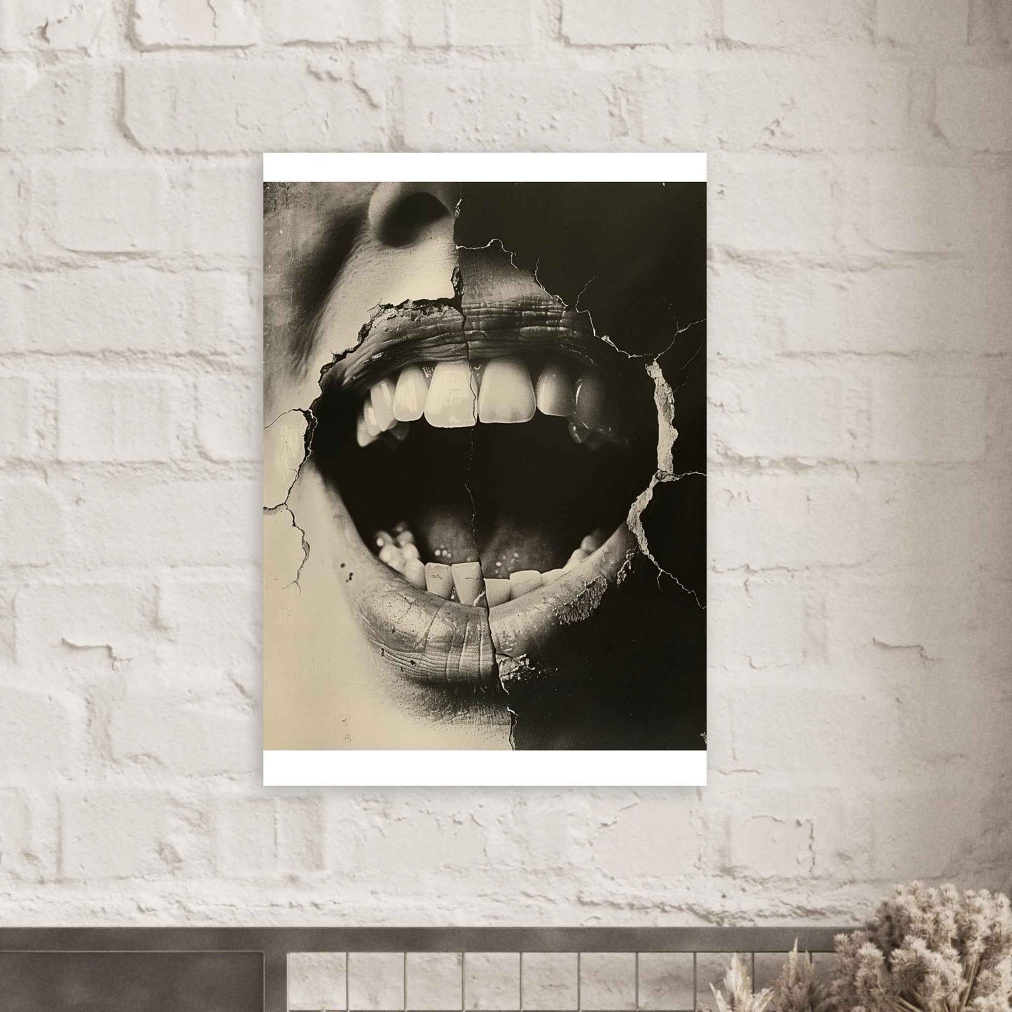 "Shattered Scream" Poster – Evocative Monochrome Wall Art (Multiple Sizes Available)