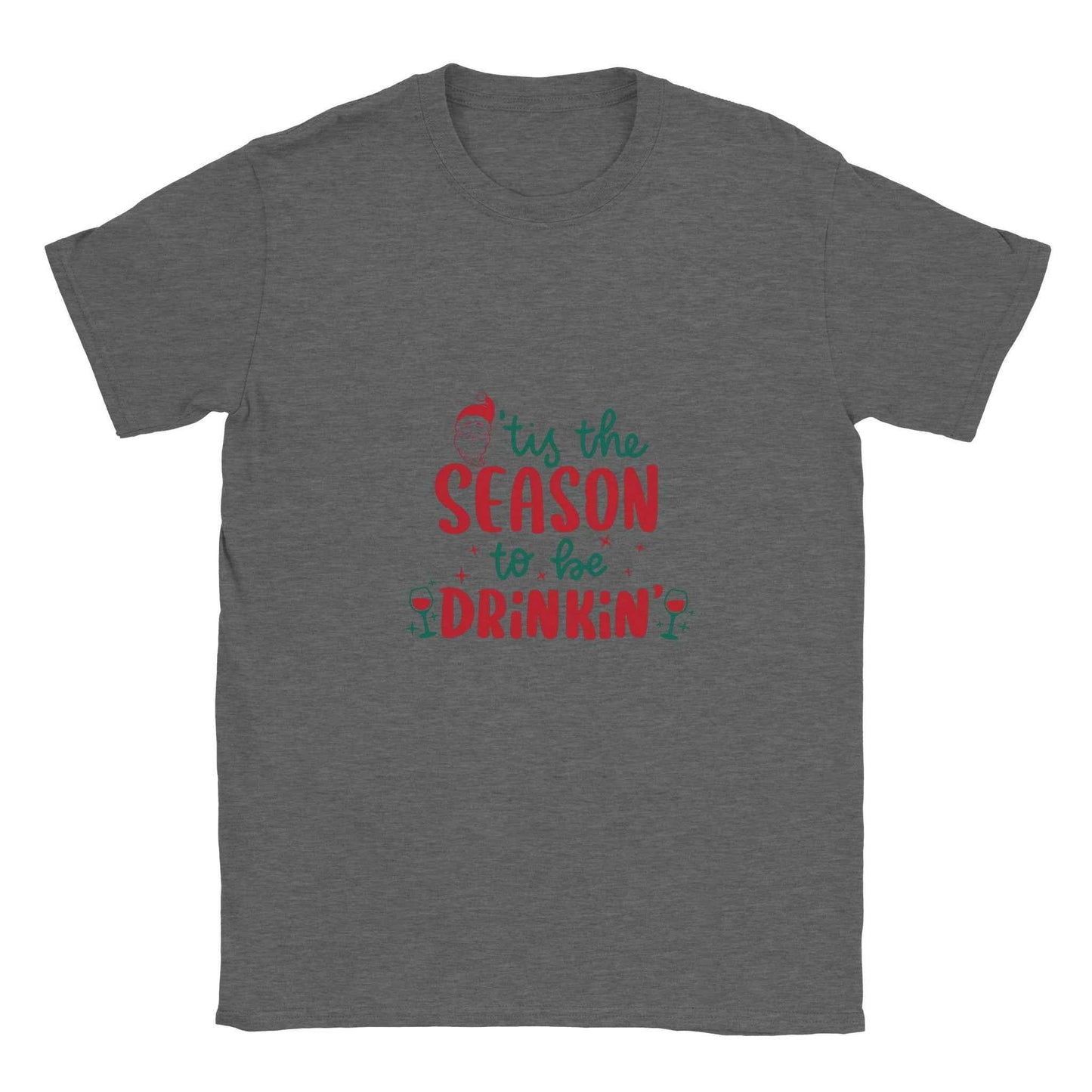 'Tis the Season to be Drinkin' – Funny Santa Holiday Graphic Tee in Your Choice of Festive Colors