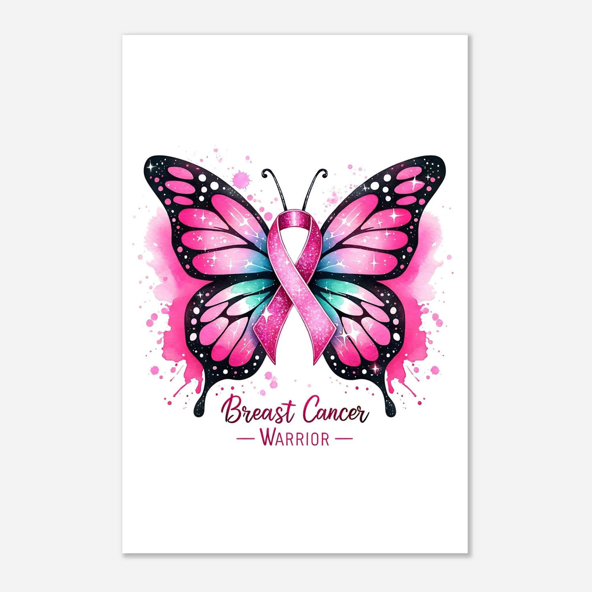 Breast Cancer Warrior Butterfly Fine Art Poster