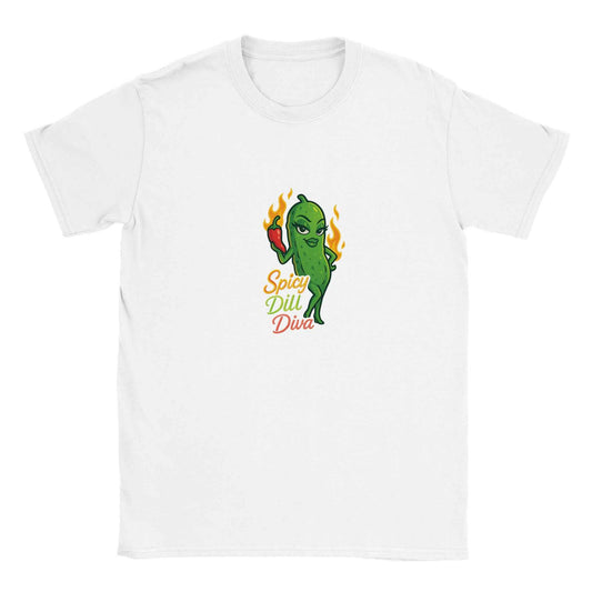"Spicy Dill Diva" Pickle T-Shirt – Feisty & Flamboyant Pickle Design for Foodies