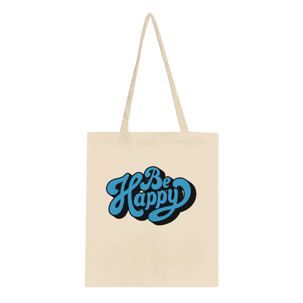 Be Happy Script Tote Bag