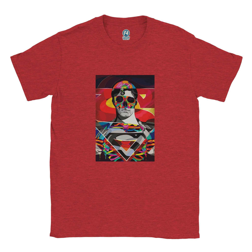 Abstract Superman T-Shirt – Heroic Pop Art Comic-Inspired Graphic Tee in Vibrant Hues