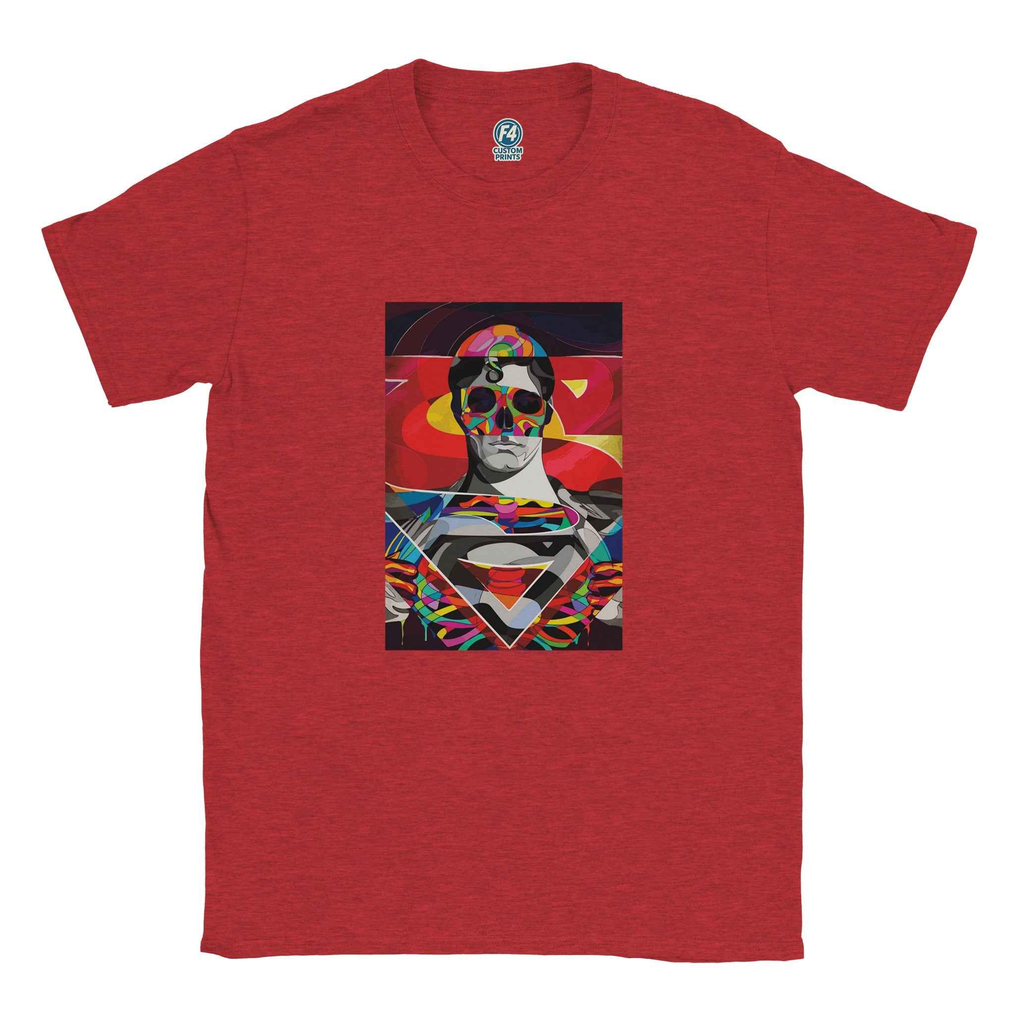 Abstract Superman T-Shirt – Heroic Pop Art Comic-Inspired Graphic Tee in Vibrant Hues