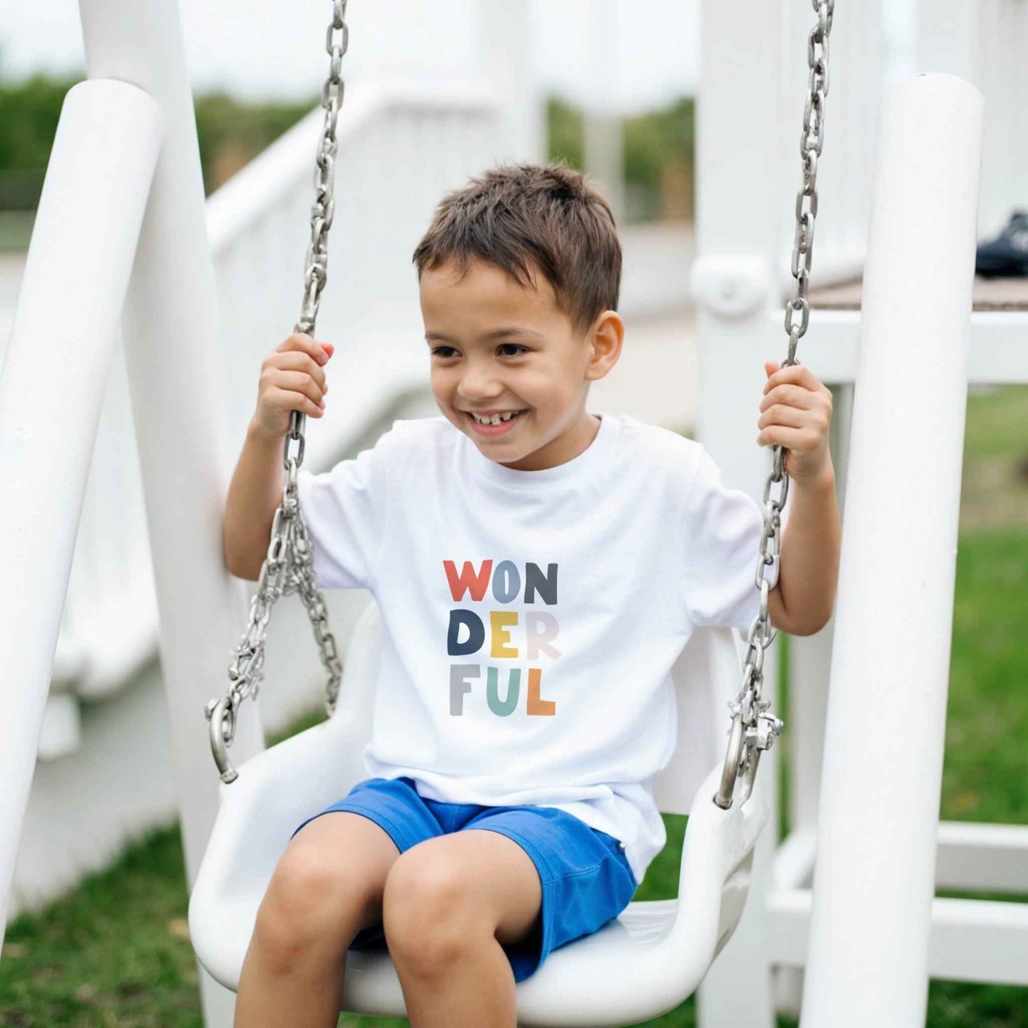 Wonderful Kids T-Shirt – Playful Pastel Lettering Tee for Happy Days