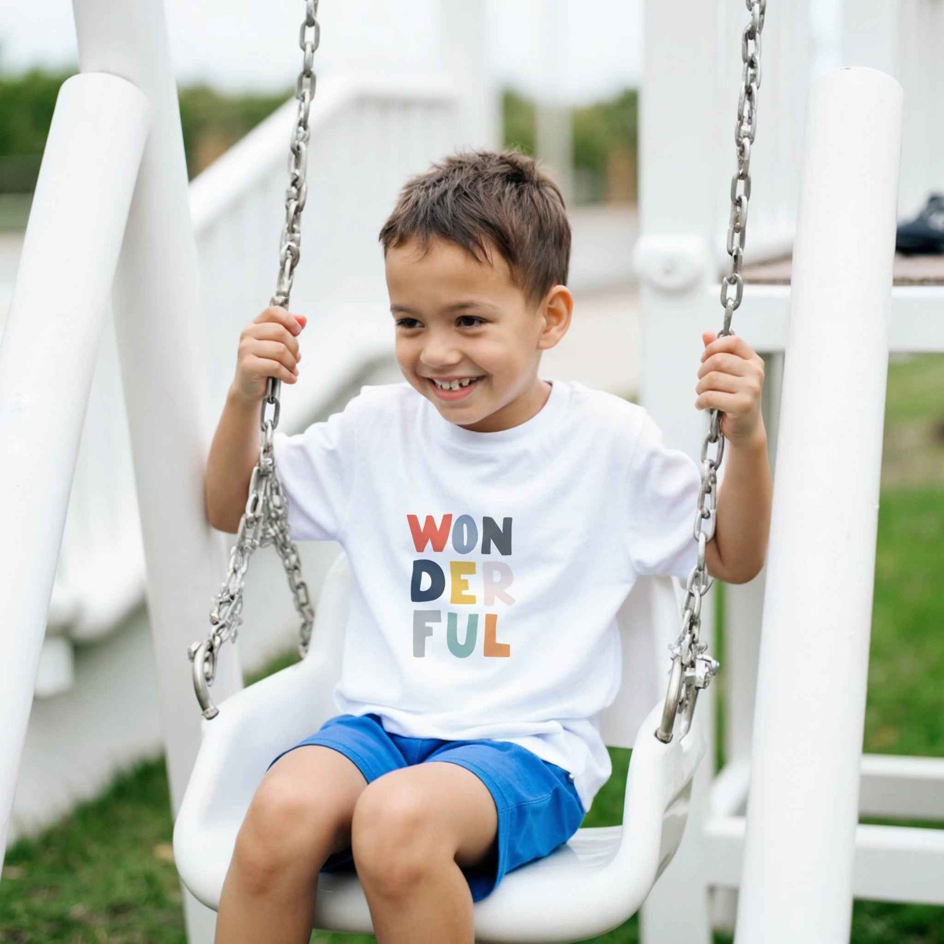 Wonderful Kids T-Shirt – Playful Pastel Lettering Tee for Happy Days