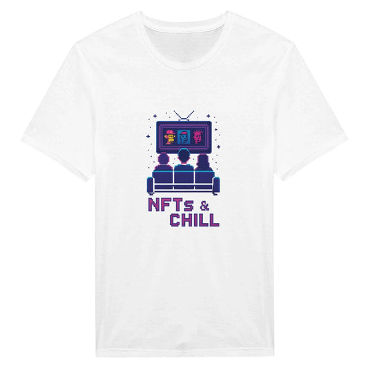 NFTs & Chill Pixel Art T-Shirt – Retro Crypto Lifestyle Tee in 12 Colors