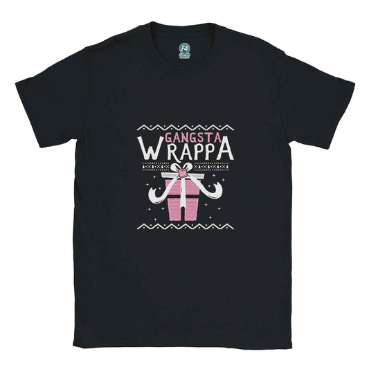 Gangsta Wrappa Christmas Tee – Humorous Holiday Graphic Shirt in a Range of Colors