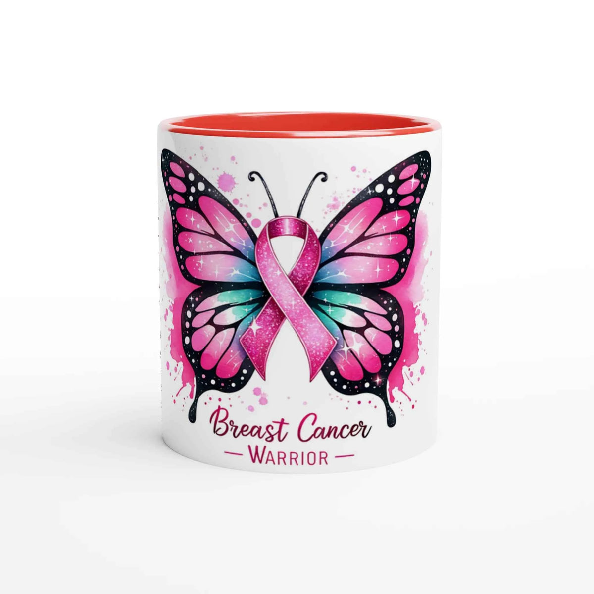 Breast Cancer Warrior Butterfly 11oz Coffee Mug with Color Inside