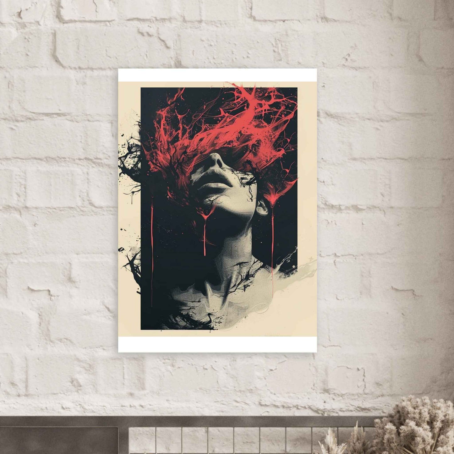 "Crimson Flow" Poster – Abstract Expressionist Wall Art (Multiple Sizes Available)