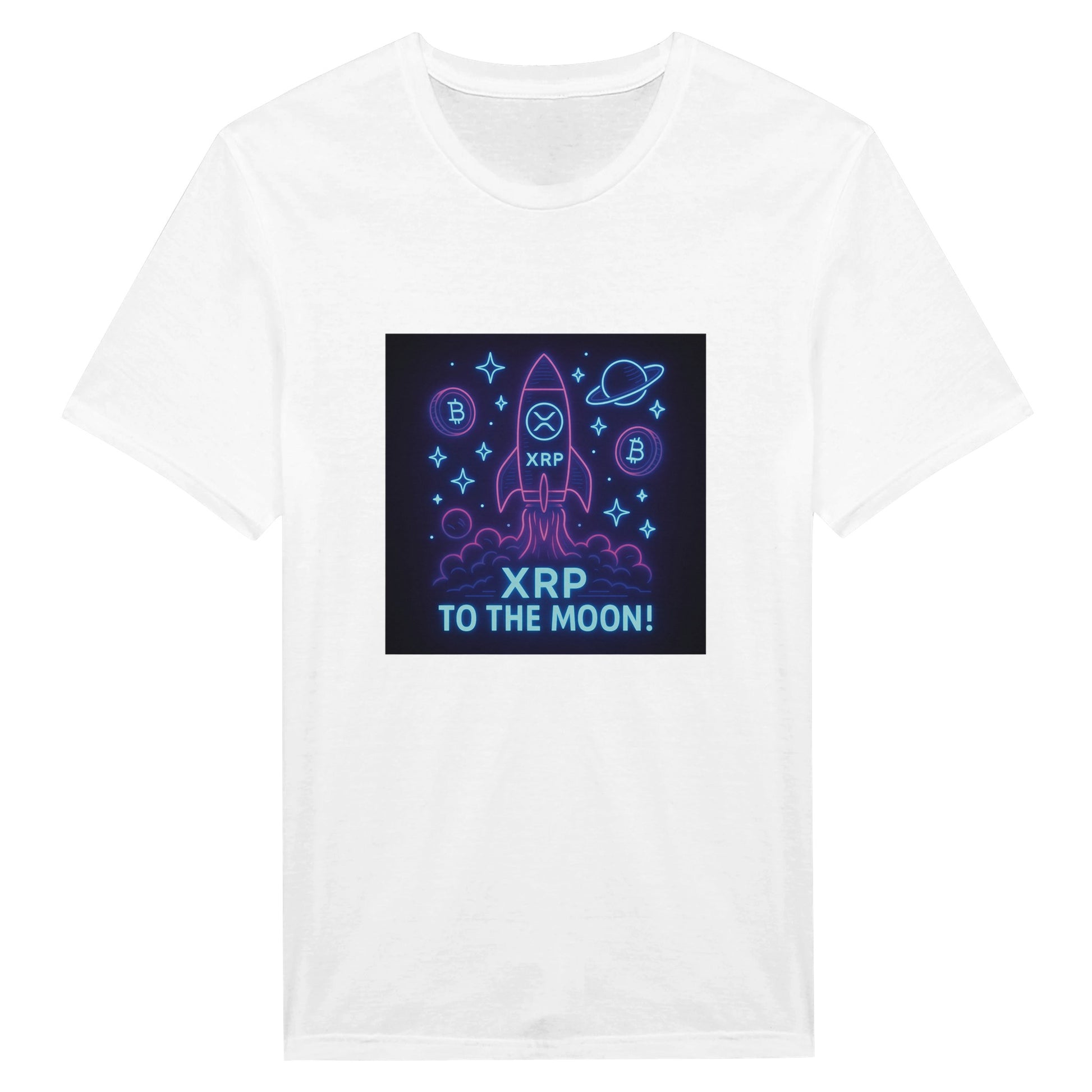 XRP To The Moon T-Shirt – Neon Crypto Rocket Graphic Tee - F4 Custom Prints