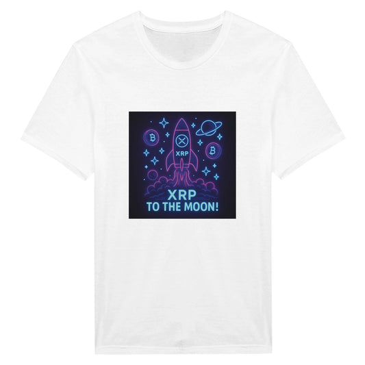 XRP To The Moon T-Shirt – Neon Crypto Rocket Graphic Tee - F4 Custom Prints