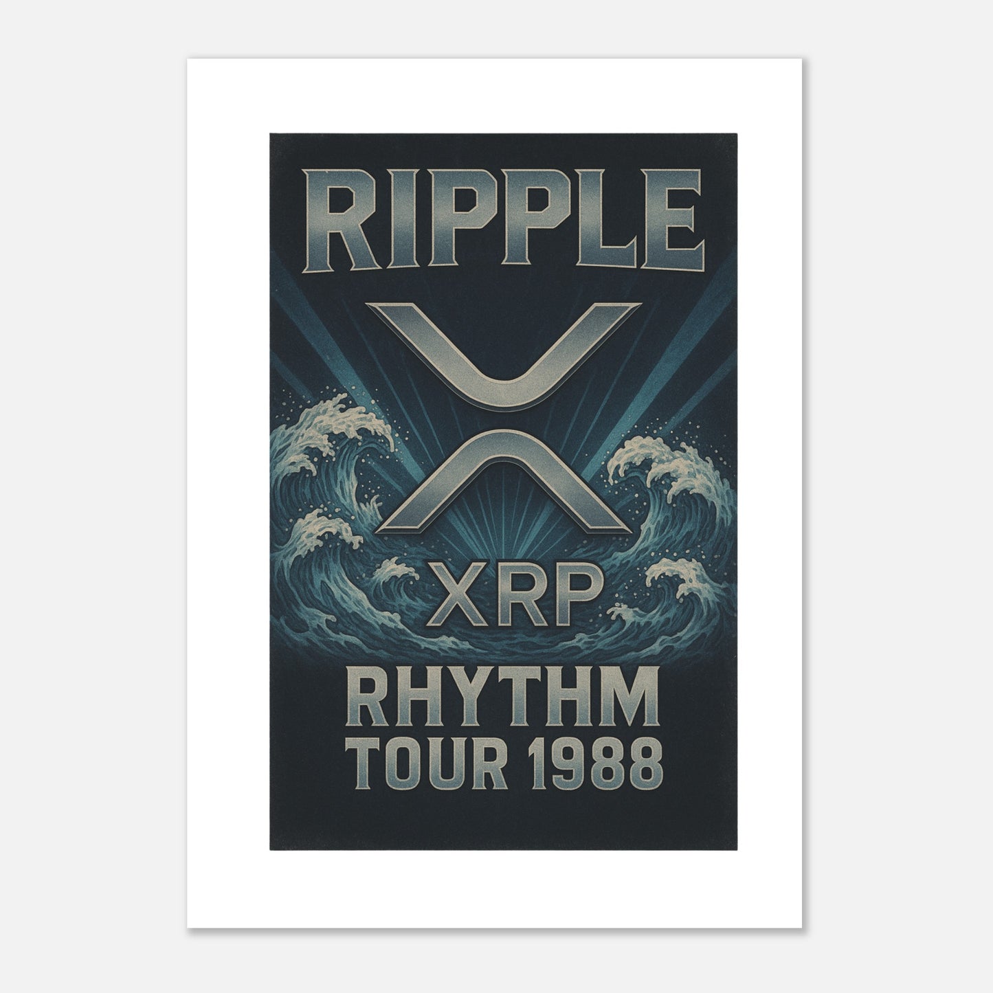 XRP Crypto Art Poster – “Rhythm Tour 1988” Retro Concert Aesthetic - F4 Custom Prints