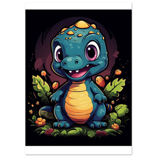 Chibi Dino Poster – Adorable & Playful Wall Art (Multiple Sizes Available)