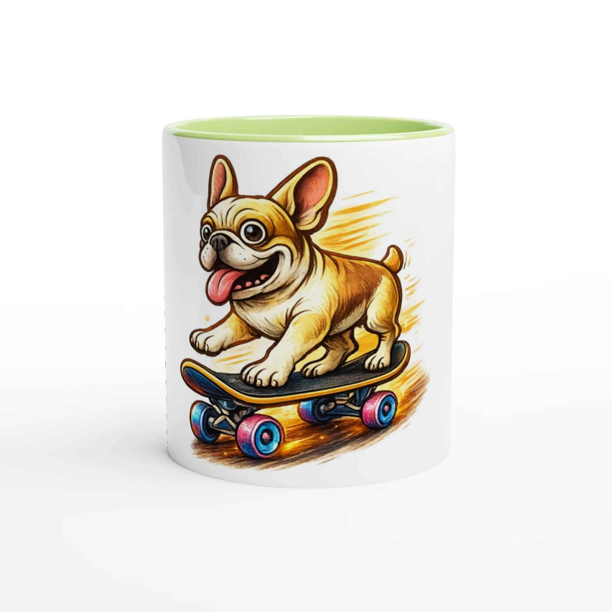 Skater Frenchie 11oz Coffee Mug with Color Inside