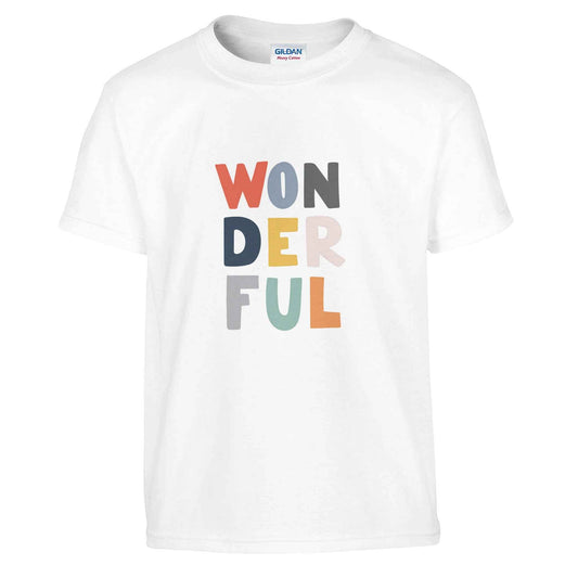 Wonderful Kids T-Shirt – Playful Pastel Lettering Tee for Happy Days