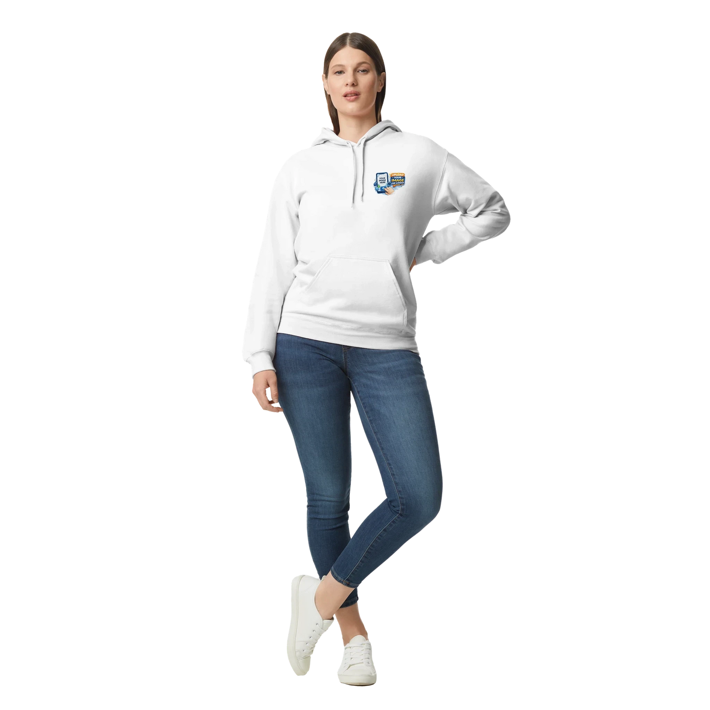Custom Logo White Hoodie – Front & Back Print