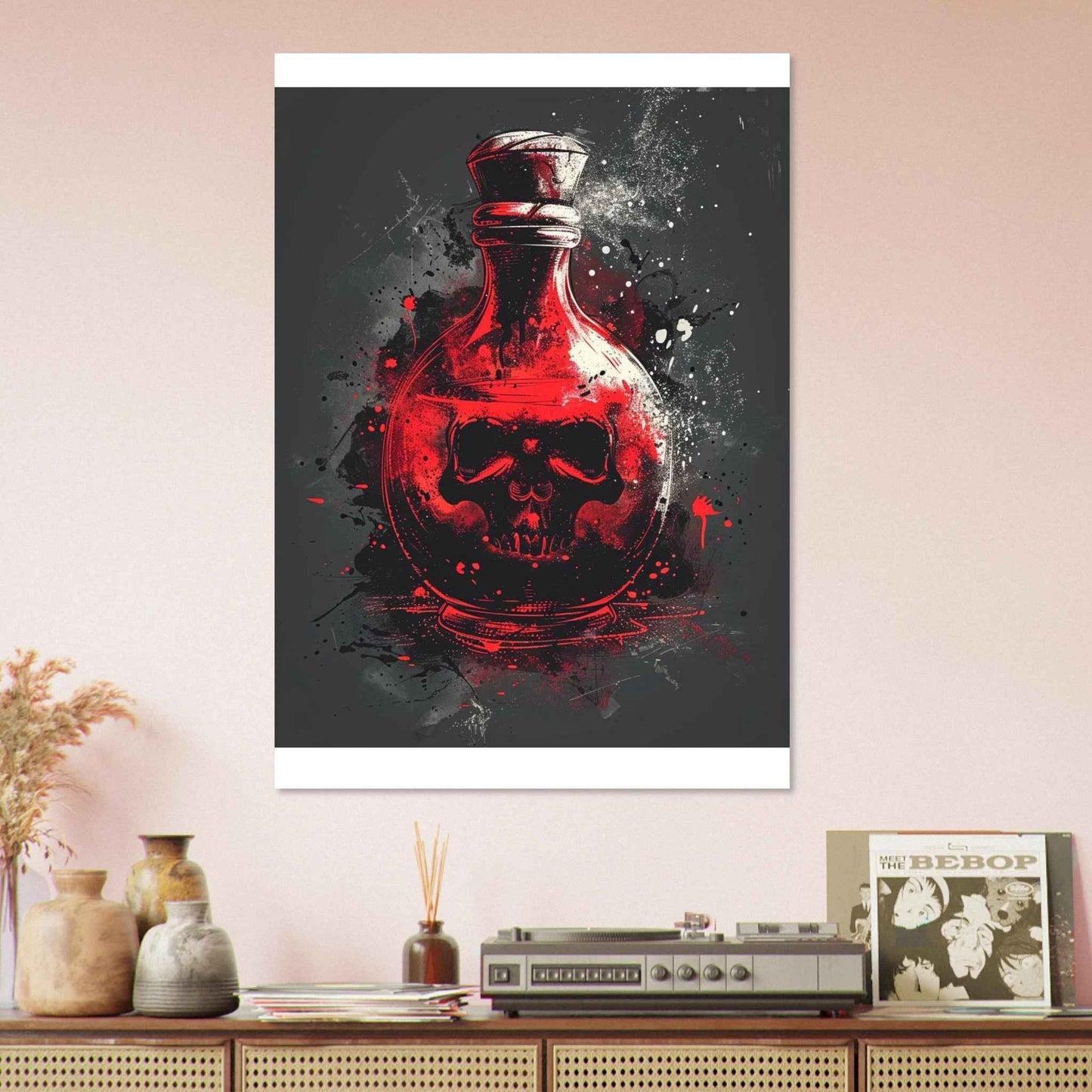 "Crimson Elixir" Poster – Gothic Skull Potion Bottle Wall Art (Multiple Sizes Available)