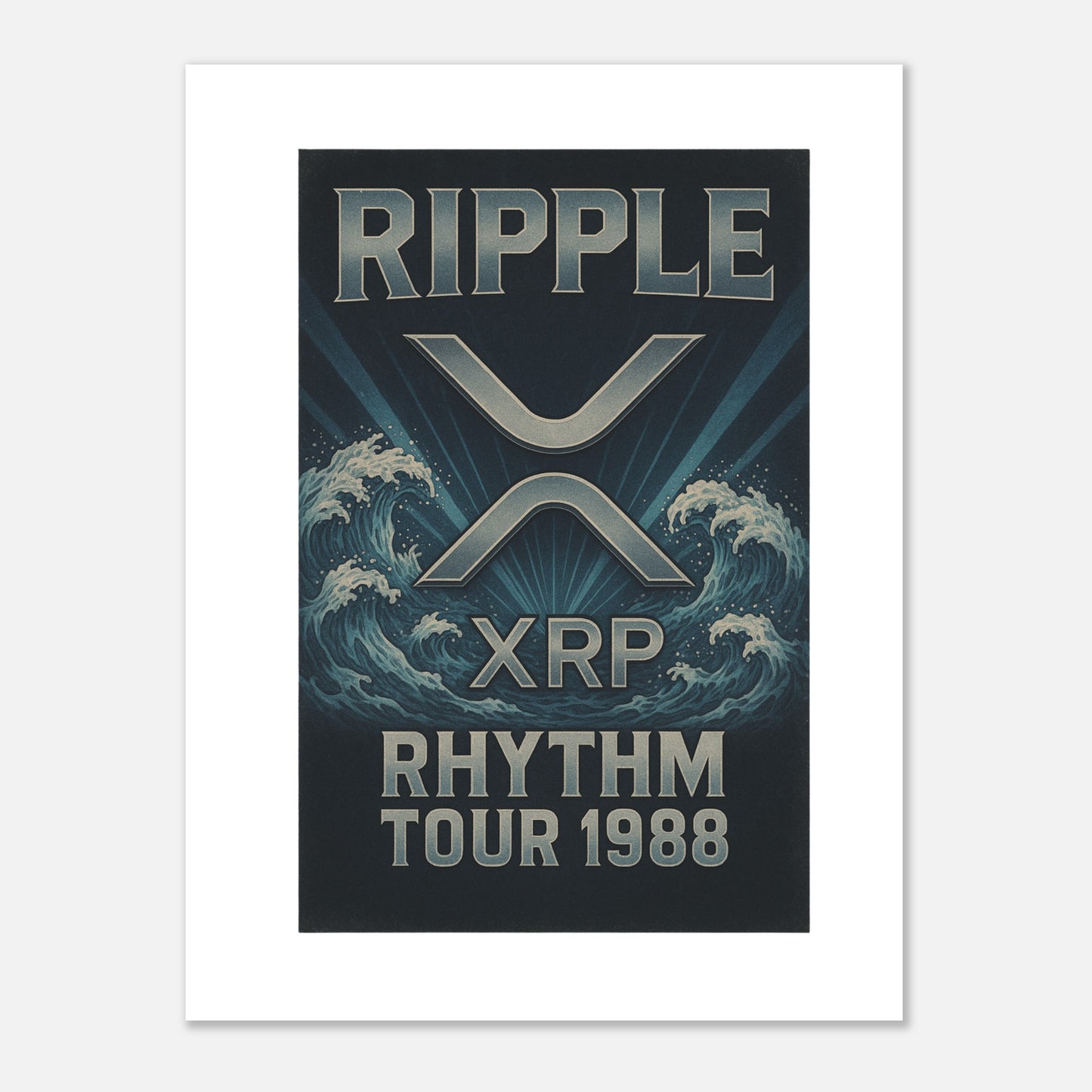 XRP Crypto Art Poster – “Rhythm Tour 1988” Retro Concert Aesthetic - F4 Custom Prints