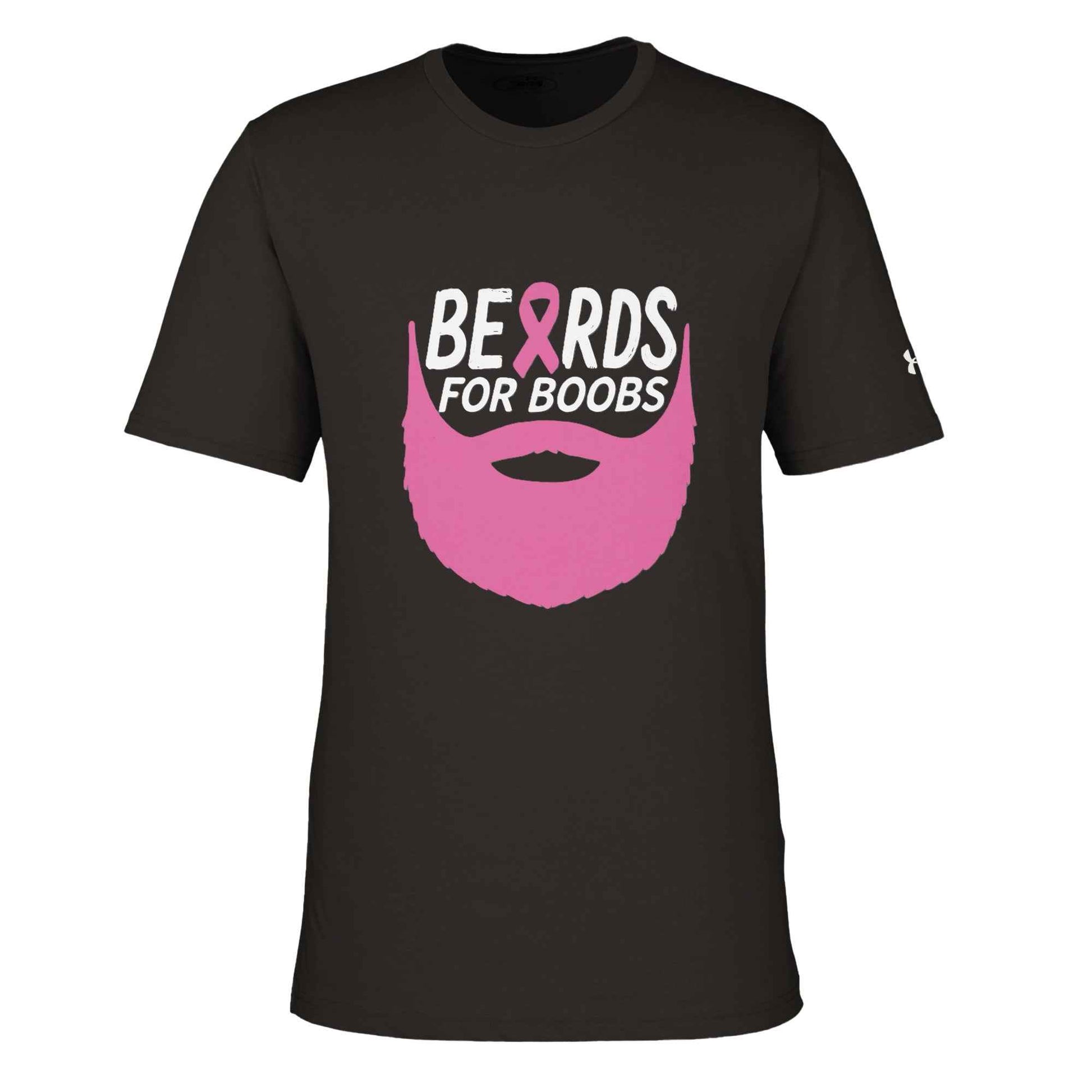 Beards For Boobs Awareness T-Shirt – Pink Ribbon Breast Cancer Support Tee - F4 Custom Prints