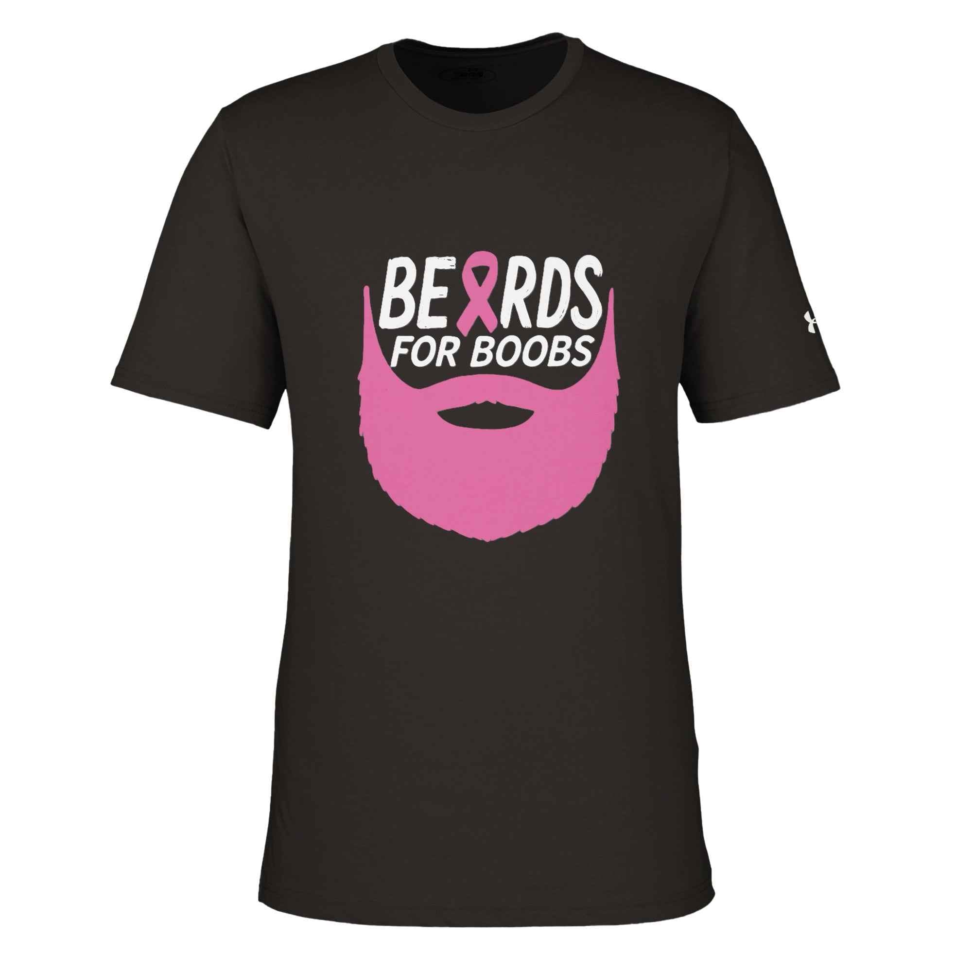 Beards for Boobs Awareness T-Shirt | Pink Ribbon Beard Tee | Breast Cancer Support Shirt