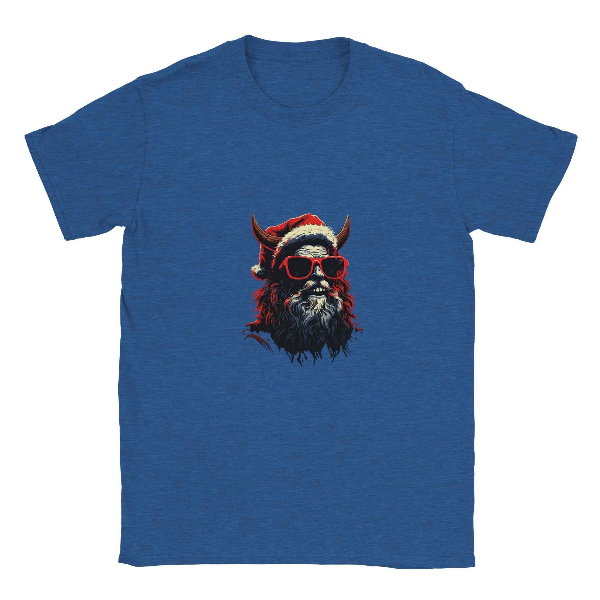 Bad Santa Rocker Tee – Edgy Horned Krampus Christmas Graphic Tee